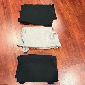 set of 3 (2 black and one grey) hanes size medium men’s tank tops
